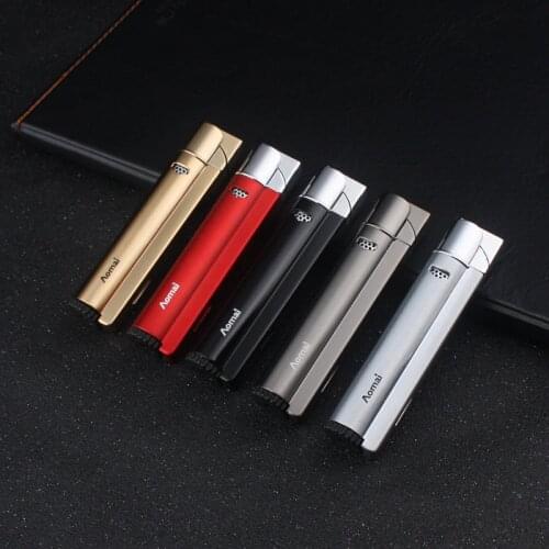 Compact Jet Lighter Gas Torch Lighter Strip Windproof Metal Cigar Lighter 1300 C Butane Lighter Cigarette Accessories