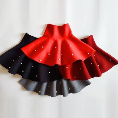 Fashion Baby Girl Knit Skirt Ballerina Toddler Teen Princess Skirt Pearl Winter Spring Fall Baby Clothes Party Birthday 1-14Y