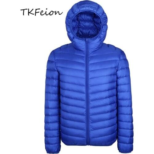 2018 Autumn Winter Mens Hooded Coat Fashion Lightweight Portable Duck Down Warm Outwear with Caps Male Casual Thin Slim Jackets