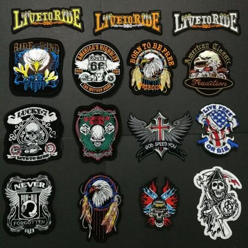 Newest Sons of Live to ride Patches for BIKER VEST APPLIQUE Ride like the wild Route 66 Live Free anarchy patch highway badges