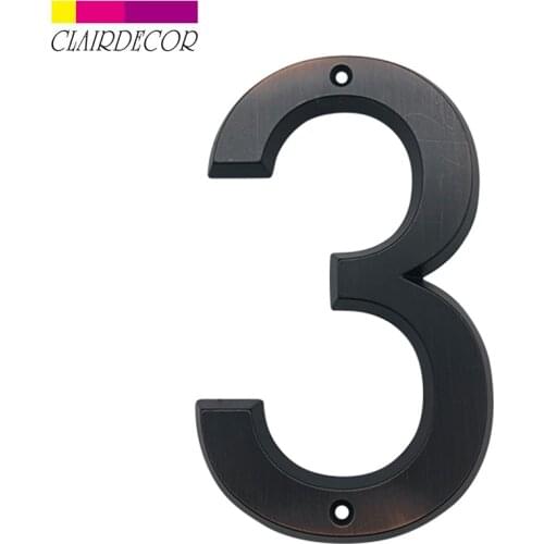 6 in 152mm Big House Number Door Address Number Zinc Alloy Screw Mounted Outdoor Address Sign #3 Aged bronze Color