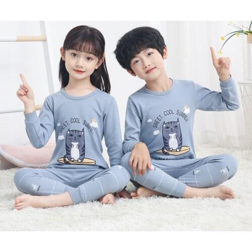 New Fashion Baby Girls Cartoon Pajamas Sets Baby Nightwear Pyjamas Kids Homewear Pijama Full Sleeve Cotton Children Sleepwear