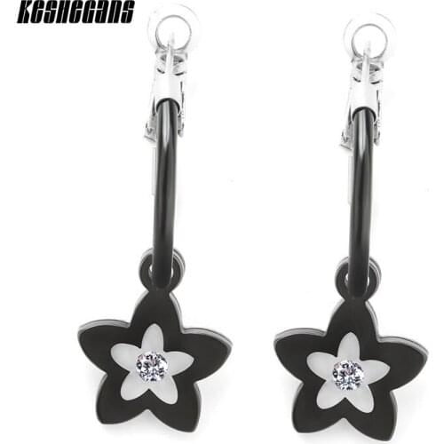 New Arrival Black White Ceramic Star Earrings 5AA Rhinestone Flower Design Ladies Stud Earrings for Women Jewelry Birthday Gift