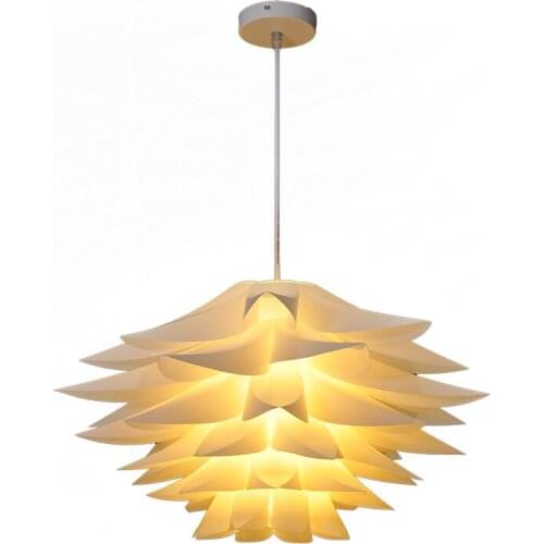 Simple white lotus chandelier bedroom restaurant creative art childrens room single head lily flower PVC lighting warm light