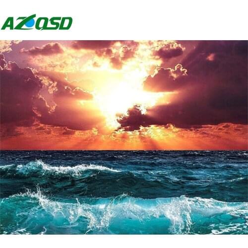 AZQSD Adult Paint By Numbers Landscape DIY Unframe Handpainted Gift Pictures By Numbers Sky Home Decoration Wall Art