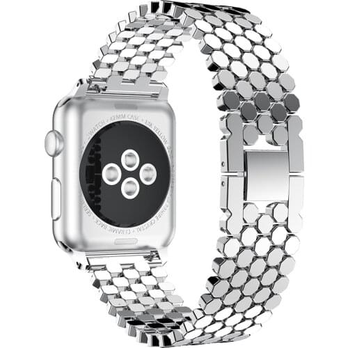 38mm 40mm 42mm 44mm Fashion Stainless Steel Apple Watchband Metal Fish Scale iPhone Watch Band for iWatch Series 1/2/3/4/5/6/SE