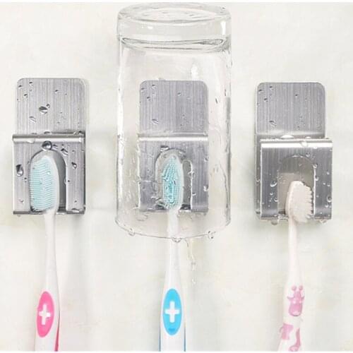 Punch-free Stainless Steel Silver White Manual Electric Toothbrush Holder Bathroom Storage Supplies Home Accessories