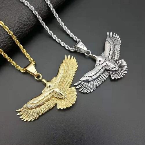 Silver Vintage Animal Eagle Pendant Necklaces for Mens Statement Jewelry Stainless Steel Gold color Eagle Necklace Charm Bijoux