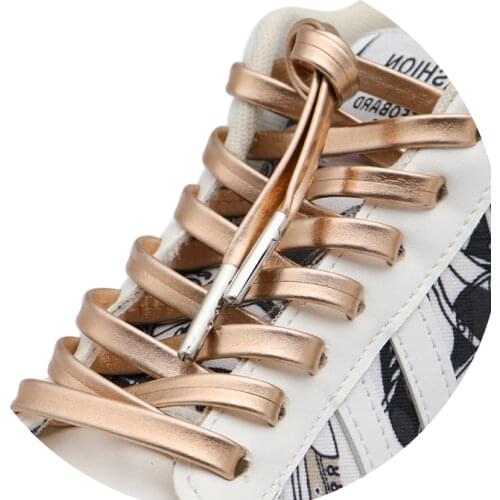 Weiou Personality Colorful Metal Feel Shoelaces 0.7 Cm Flat Leather Cool Shoe Laces Best Gift For New Boots Custom Length Aglets