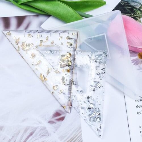 DIY Mould Silicone Protractor Ruler Mold Rectangle Triangle Scale Epoxy Resin Stationary Rulers DIY Craft Jewelry Making Molds