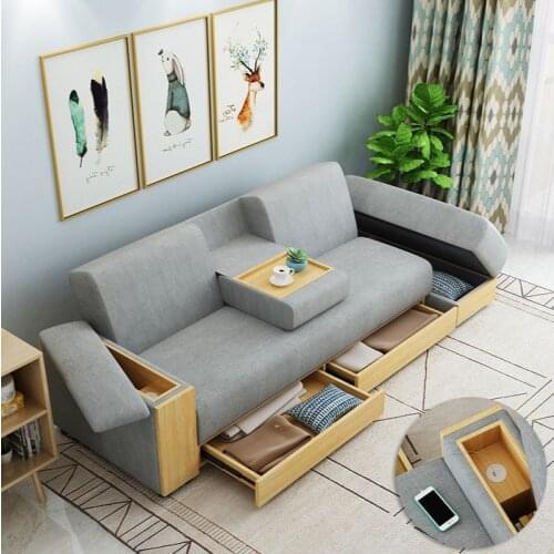 Nordic small apartment space-saving foldable multi-function disposable sofa bed dual-purpose storage storage double