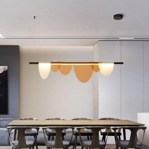 Modern Simple LED Chandelier Dining Room Island Acrylic Long Hanging Lamp Restaurant Bar Coffee Shop Nordic Creative Luminaires