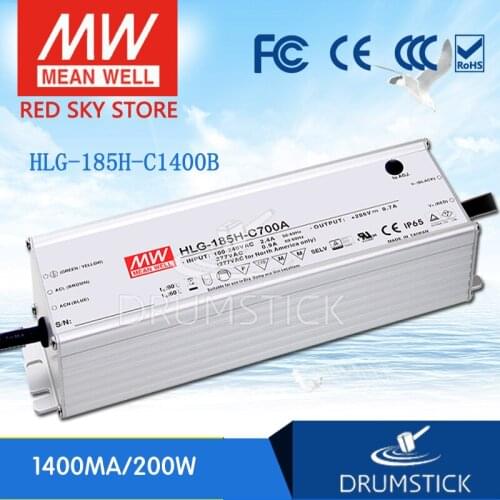 Steady MEAN WELL HLG-185H-C1400B 71V ~ 143V 1400mA meanwell HLG-185H-C 200.2W LED Driver Power Supply B Type