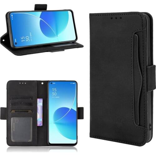 For Oppo Reno6 5G Case 6.43 inch Multi-function card slot Leather Book Flip Design Wallet Cover For Oppo Reno 6 5G PEQM00 Case