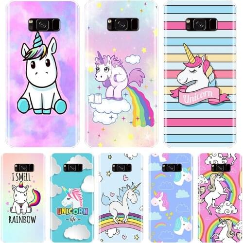 Back Cover For Samsung Galaxy Note 9 8 5 4 Cute Rainbow Unicorn Soft Silicone Phone Case For Samsung S8 S9 Plus S5 S6 S7 Edge