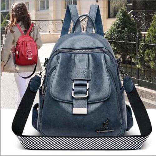 Free Shipping New Designer Solid Soft Leather Women Backpack High Capacity Ladies Crossbody Bag Fashion Casual Shoulder Bags