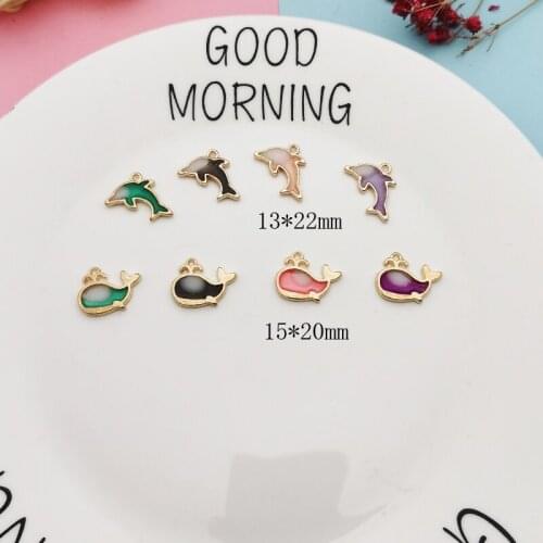 10pcs Fashion Enamel Dolphin Whale Charms Metal Animal Pendants Dangle For Earrings Jewelry Making DIY FX354