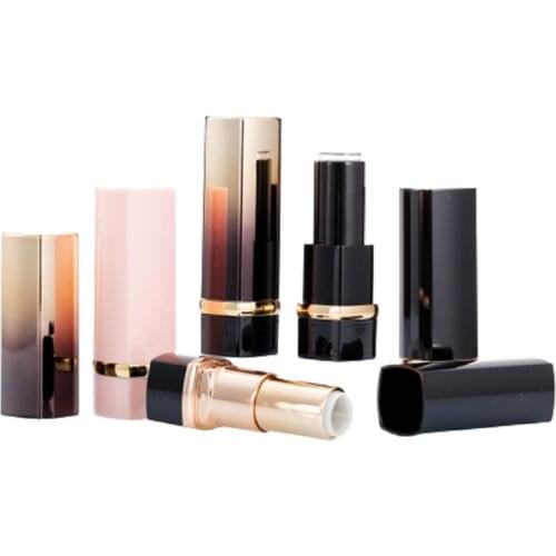 12.1mm Black Empty Lipstick Tube Square Plastic Lip Makeup Pink Cosmetic Container Lip Balm Pakkaging Refillable Bottle 30/50pcs