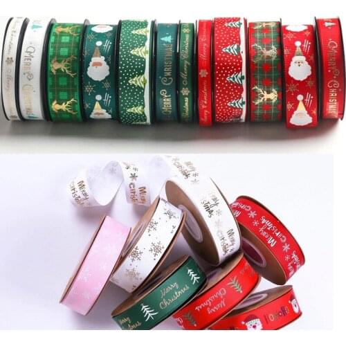 5 Yards 10-25mm Christmas Gilding Ribbons Wedding Festival Party Decoration For DIY Bow Card Gifts Cake Wrapping Handmade Sewing