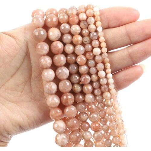 Natural Stone Beads Cut Surface Yellow Sun Stone Loose Beads for Jewelry Making Needlework DIY Bracelet Strand 4-12 MM