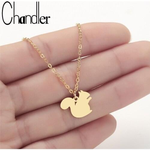 Chandler Stainless Steel Gold Color Plated Squirre Necklace Tiny Animal Pendant Everyday Jewellery For Animal Lovers
