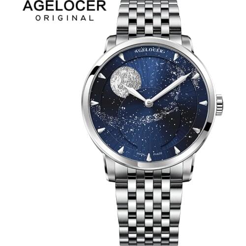 AGELOCER Moonphase Automatic Watch Power Reserve 80H Mechanical Watches Top Brand Luxury Moon Phase Wristwatch relogio masculino
