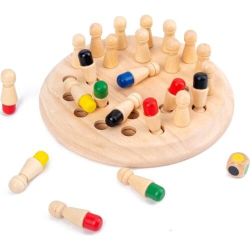 Kids Wooden Toy Puzzles Color Memory Chess Match Game Intellectual Children Party Board Games Baby Educational Learning Toys