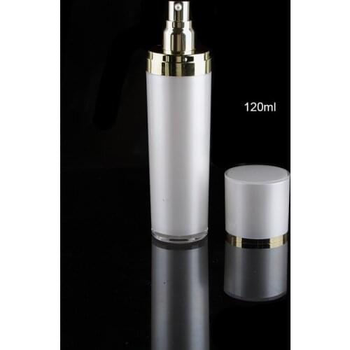 120ml 4floz Pearl White Acrylic Lotion Bottle Silver Emulsion Dispenser,lotion Press Pump Atomized Sprayer 50Pcs/lots