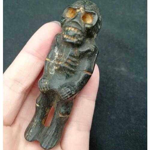 Ancient China Hongshan Culture Meteorite Hand carved skeleton Pendant