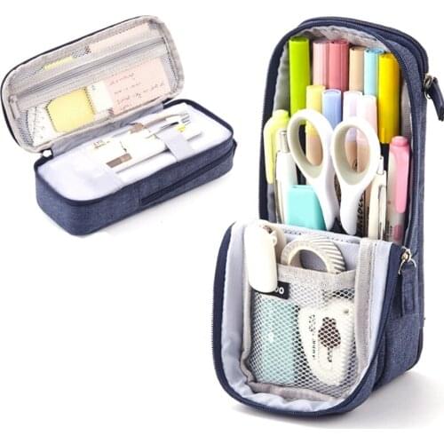 ANGOO Pen Bag Two Layer Foldable Phone Holder for Stationery School