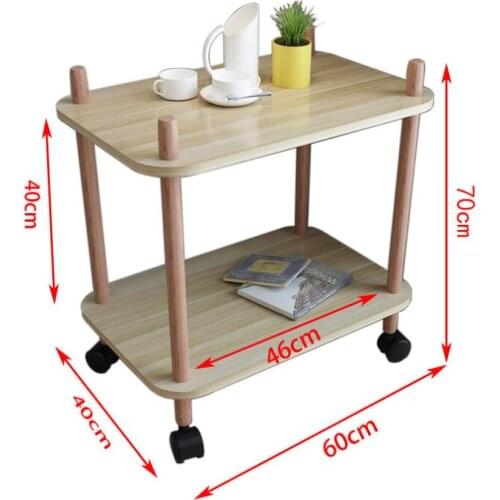 60*40CM Two-layer Kitchen Storage Rack Mobile Dining Car Coffee Table Side Table
