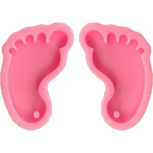 Handmade Baby Footprint Keychain Mold DIY Footmark Keychain Pendant Silicone Resin Casting Molds Jewelry Making Tools