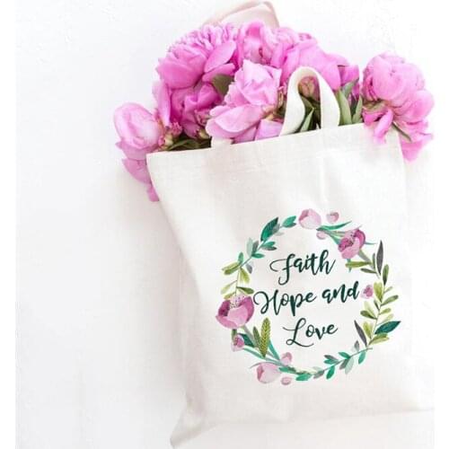 Women Canvas Shoulder Bag Canvas Shopping Bag Eco Letter flower Handbag Tote Bag Book Bag Reusable Grocery Ladies Shopper Bags