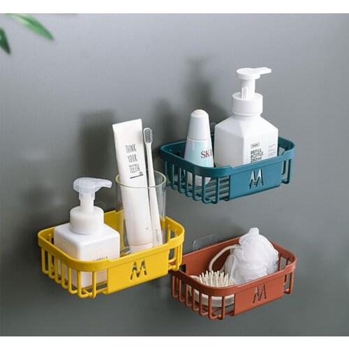 Punch-Free Bathroom Tissue Box Solid Color Hollowed Wall-Mounted Tissue Convenience Storage Box with Adhesive Tape