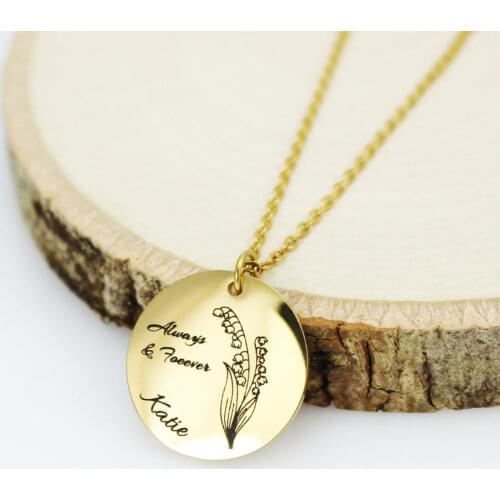 Mumuxing Round Necklace For Women Engraving Name Flower Pattern Pendant Neck Chain 2021 Necklace Fashion Jewelry Exquisite Gift