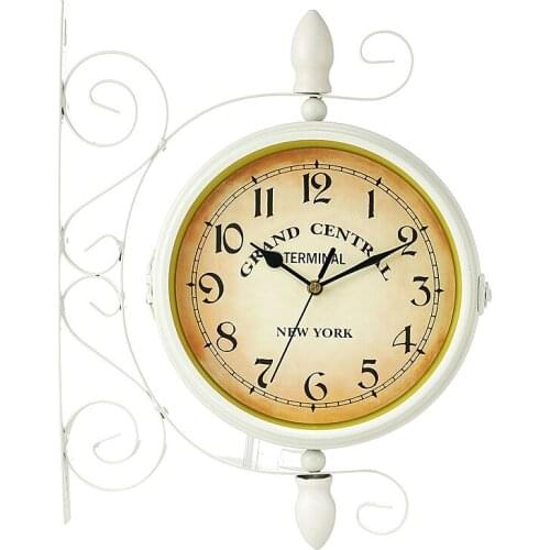 Retro Creative White Double Sided Wall Clock 360° Rotatable Round Wall Clock Home Decorations Home Table Clock Настенные Часы