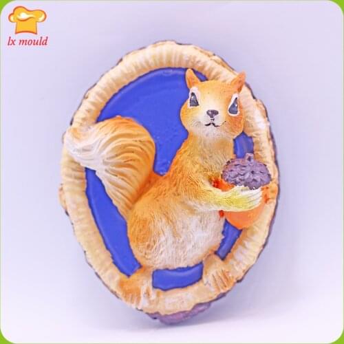 2021 New Squirrel Animal Novelty Chocolate Silicone Baking Pan Cake Fondant Molds Soap Plaster Candle Mould Squirrel & Acorn