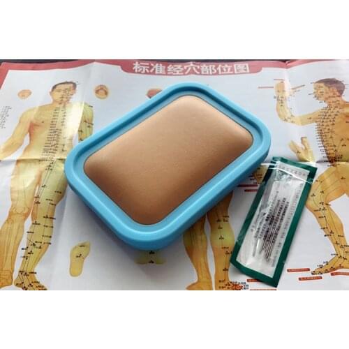 Acupuncture skill practice simulation skin model acupuncture training bag with 10 pcs needles and 1pcs Acupoint map