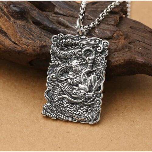 Factory Wholesale S925 Sterling Silver Jewelry Vintage Thai Silver Pendant Popular Ethnic Wind Creative Nautical Tag