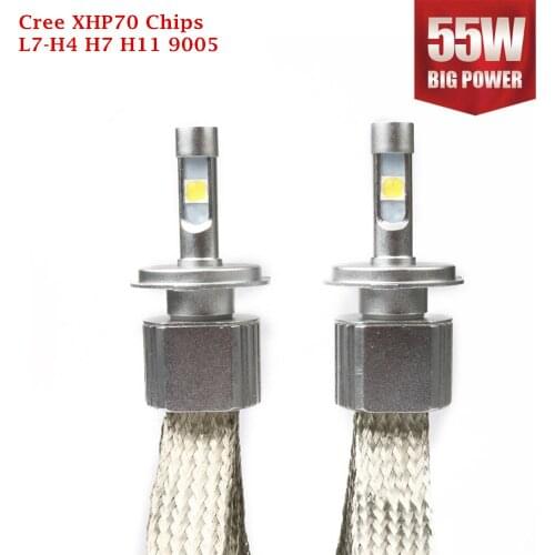 Pair Powerful P70 6000K Car Lamps H4 H7 H11 H1 9005 9006 9012 H8 H9 13200lm 110W Cree XHP70 chips Car LED Headlight Bulbs Kit