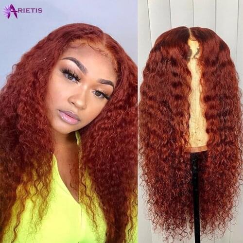 Orange Ginger Curly Lace Front Human Hair Wigs For Black Women 28 30 Inches Pre-Plucked With Baby Hair Indian Remy Lace Wig