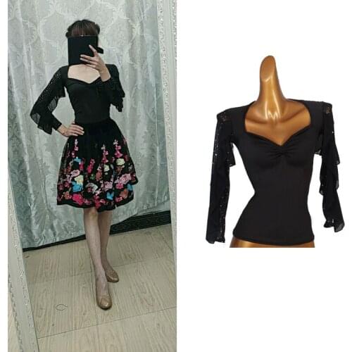 Latin Dance Dress For Women Long Sleeve Tops Latin Dance Practice Clothes Rumba Tango Samba Salsa Cha Cha Dance Costumes DQL3962