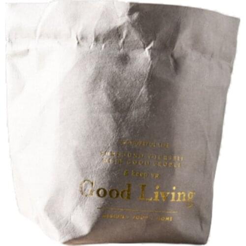 Simple Washable Kraft Paper Bag Gray Storage Bag Waterproof Bag Sundries Food Storage Bag Easy to carry Durable storage bag