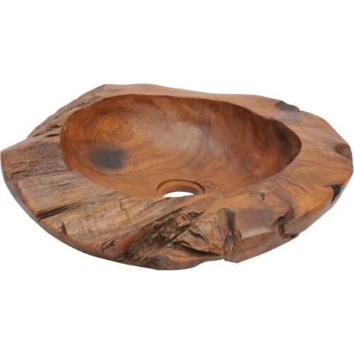 Bathroom Sink Lavabo Wash Basin Toilet Bowls Countertop Washbasin Solid Teak Wood with Water Repellent Finish 45 CM