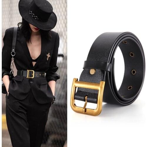 Fashion Real Leather Wide Belts For Women Designer Luxury Brand Corset Belt Coat Jeans Ceinture Femme Vintage Gold D Cintos