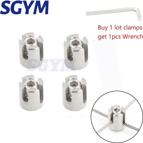 4PCS 90 Degree angles Marine Grade Stainless Steel 316 Wire Rope Trellis Systems Green Wall Cross Clip Rope Clamp