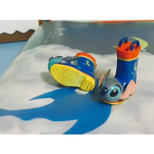 2PCS 5cm Disney tailbill bulk rare stitch boots rain boots doll accessories DIY decoration collection ornaments