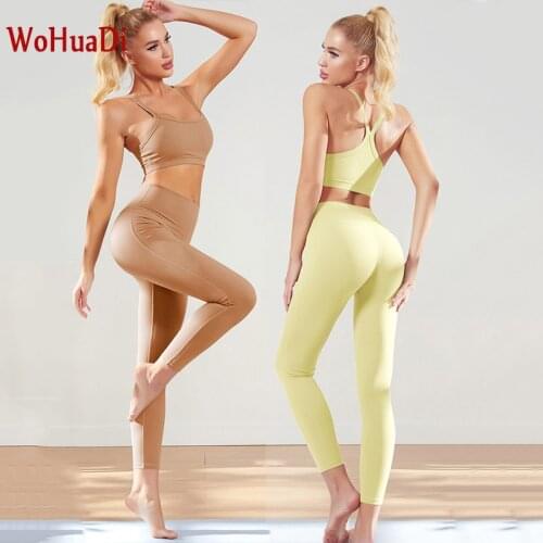 WOHUADI Sexy Yoga Sets Women Gym Clothes Suit Sportswear Gym Fitness Sport Bra Tracksuits Outdoor Running Leggings High Waist