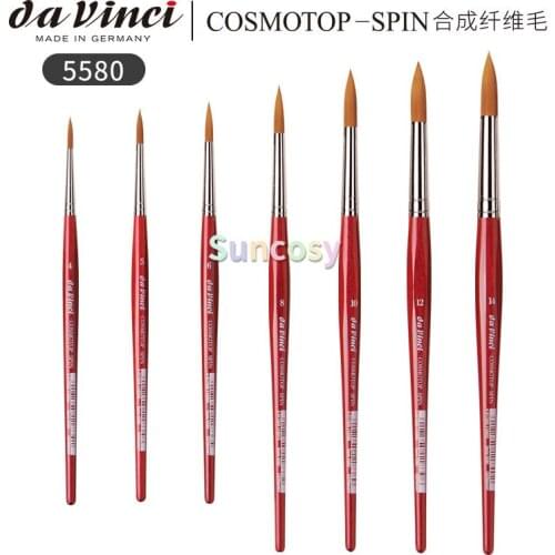 Da Vinci Watercolor Brush Series 5580 - CosmoTop Spin Multi-Diameter Synthetic Fiber - Nickel Plated Brass Ferrules