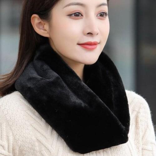 Korean Faux Rabbit Fur Leopard Windproof Warm Scarf Winter Thicken Double Sided Plush Pullover Fake Collar Neck Guard Snood Q22